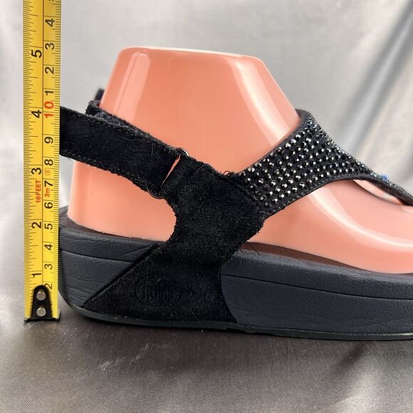 Fitflop Rokkit Navy Blue Crystal Toe Post Sandals Womens 8 Adjustable Strap Shoe - Picture 6 of 17